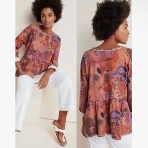 Anthropologie Saturday Sunday Colleen Floral Sweatshirt Babydoll Oversize Med